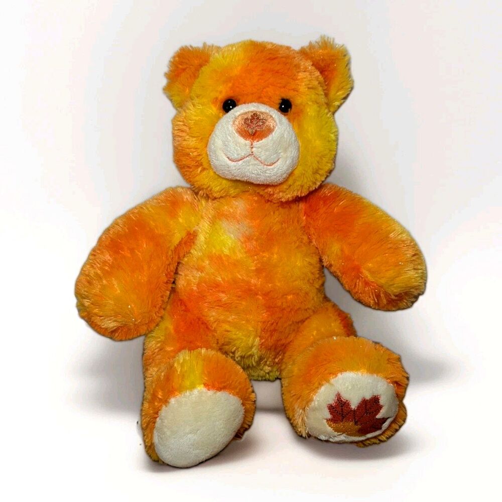 Build-A-Bear 2007 Fur All Seasons Autumn Bear Maple Leaf Sparkly Orange 15" Gift